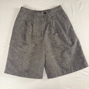 Savannah Grey Wool Blend High-Waist Pleated Shorts - Size 10